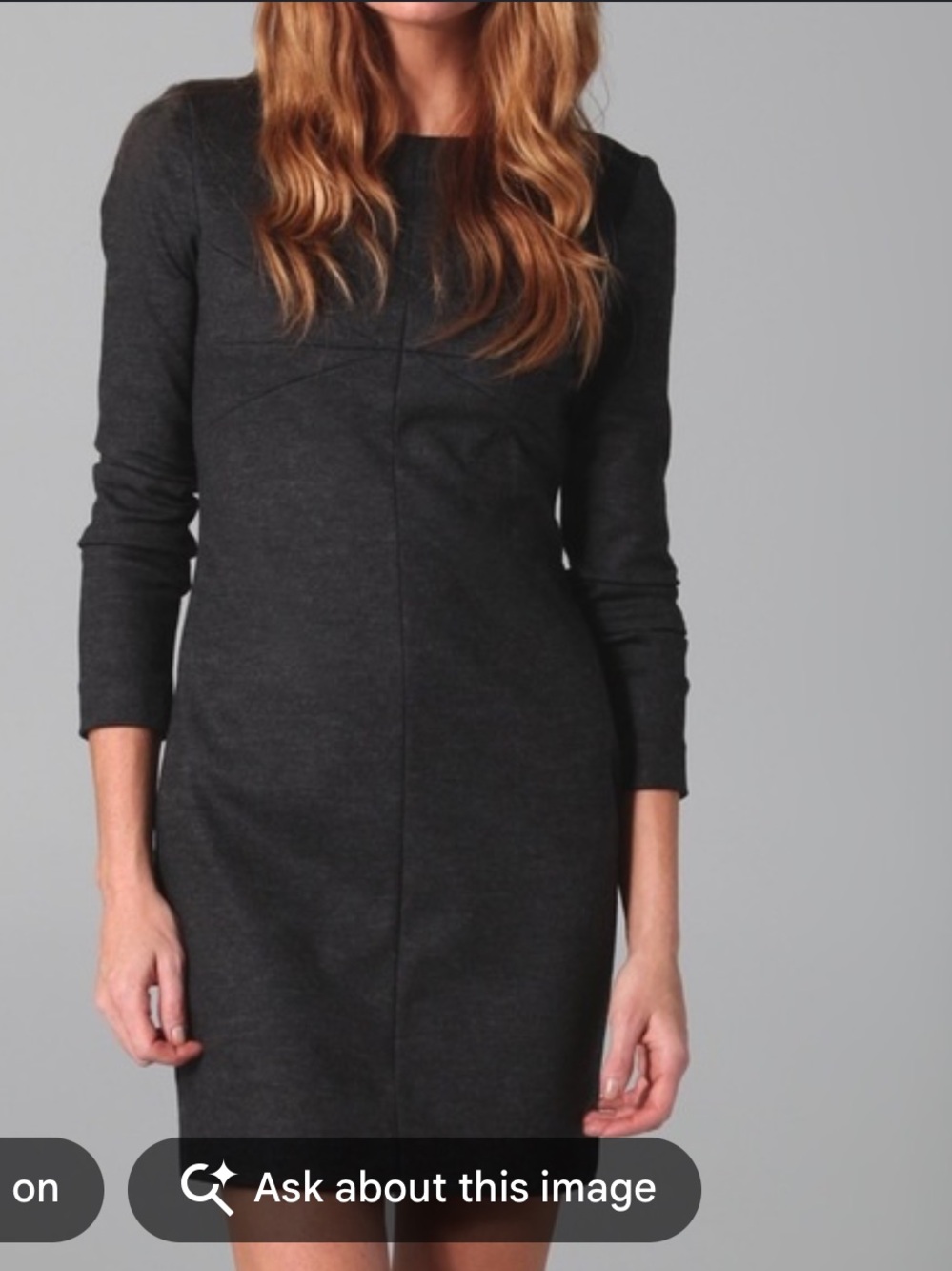 Diane Von Furstenberg Charcoal Grey Long-Sleeve Wool Sheath Dress
